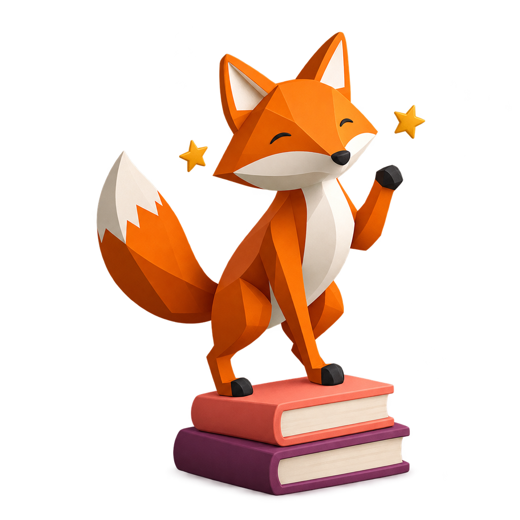The fox celebrating a step forward in learning