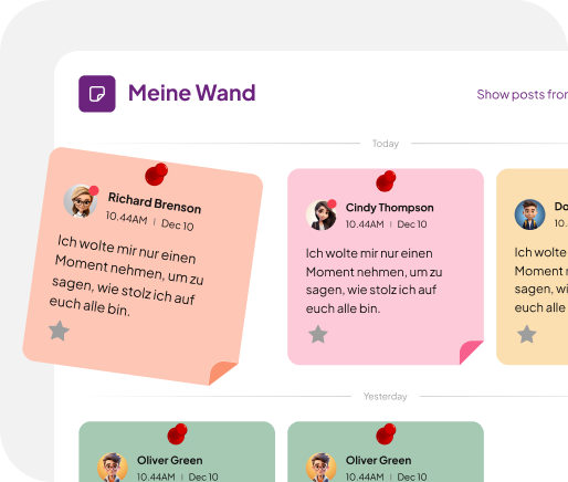 Positive teacher feedback displayed on the enduri wall, providing the best motivation for learners.